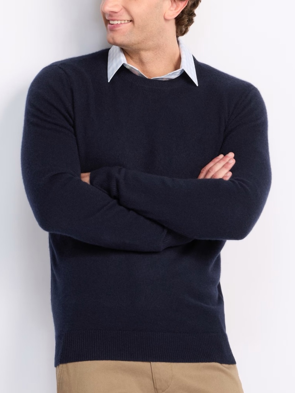 The Commons Fletcher 100% Cashmere Crew Neck Sweater Navy Men's Large
